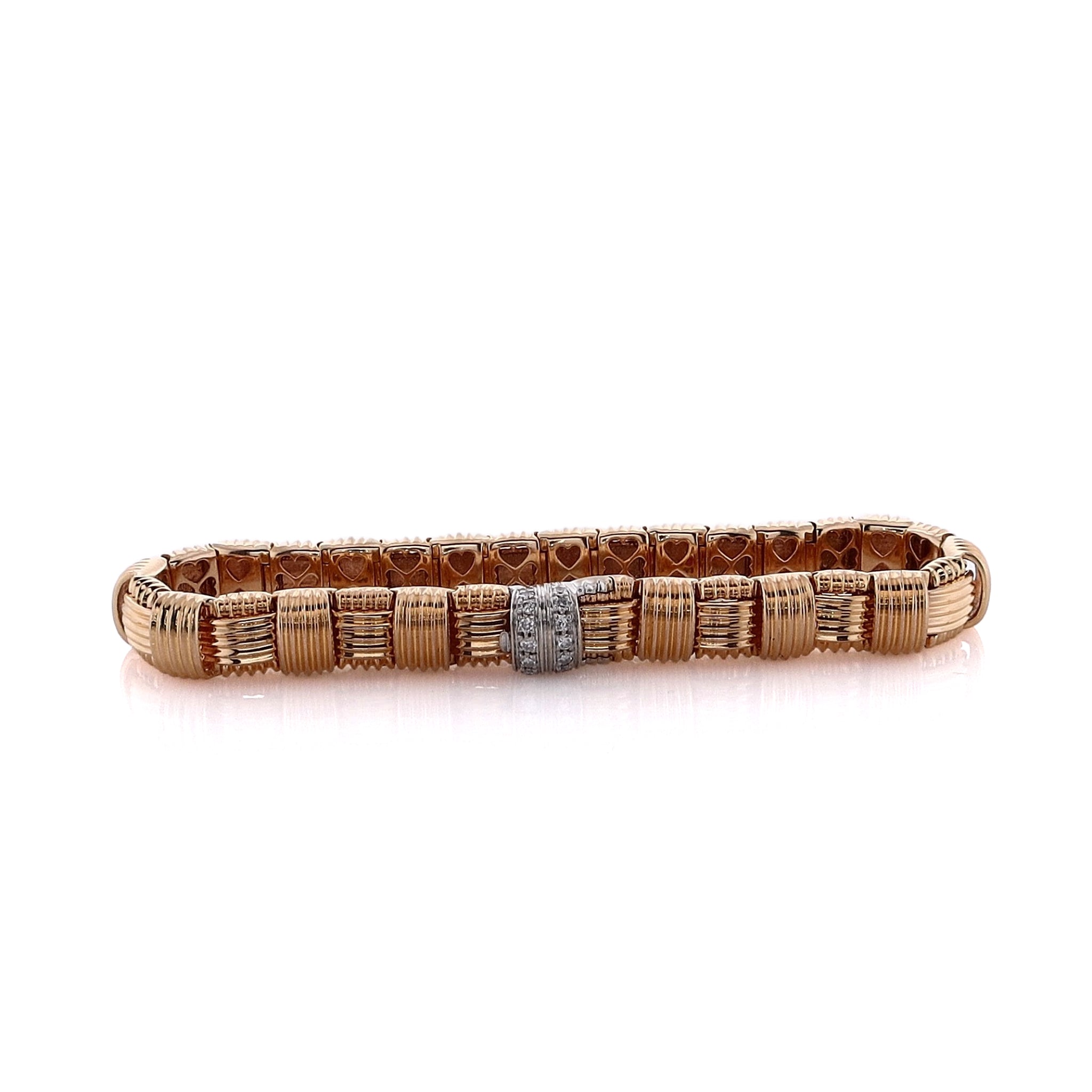Estate Roberto Coin 18 Karat Two-Tone Appassionata Bracelet with Diamonds and Rubies
