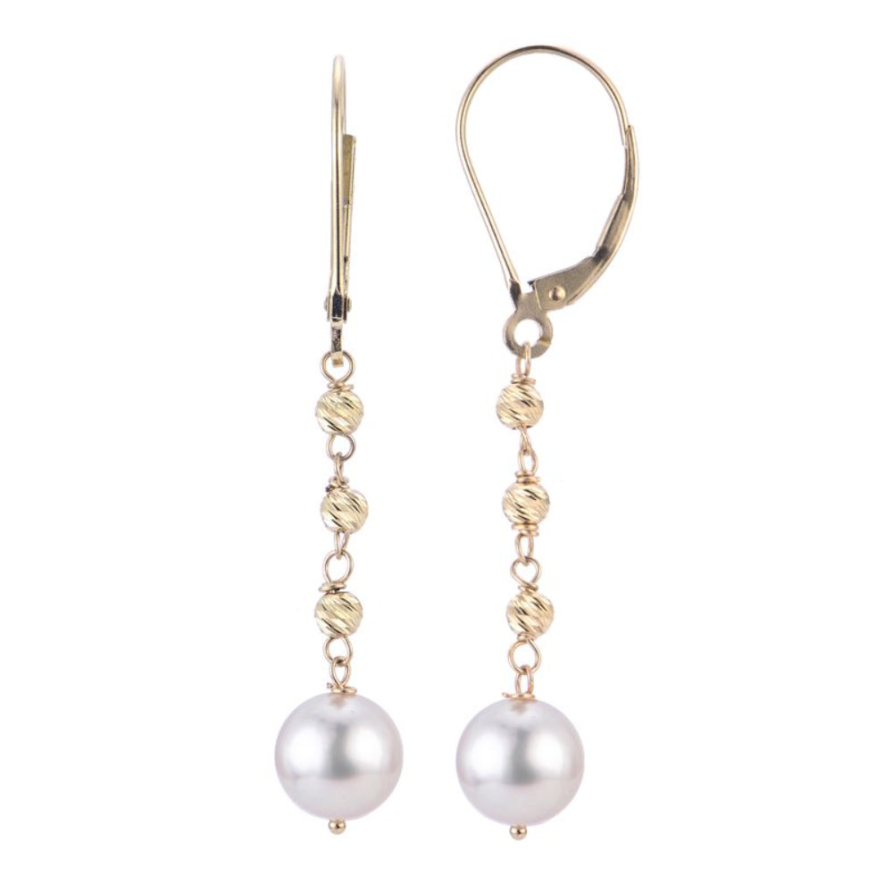14kt Yellow Gold 7.5 - 8mm Akoya Pearl Shining Earrings
