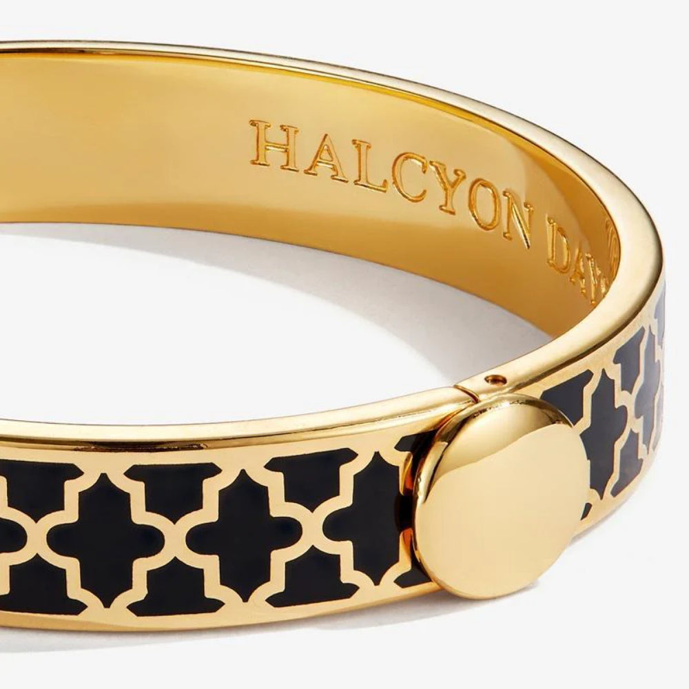 Halcyon Days Elegant 1cm Agama Gold Hinged Enamel Bangle for Women - A Timeless Jewelry Piece
