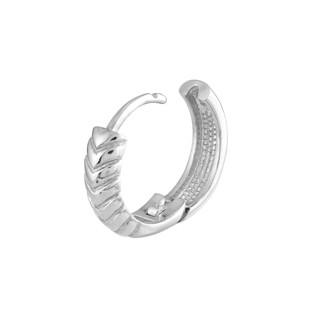Stylish 14k Gold Twisted Chevron Hinge Hoop Earrings