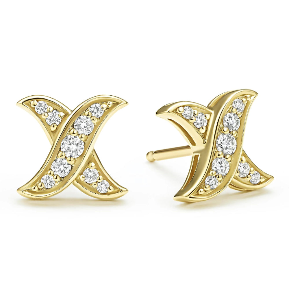 Exquisite Lagos Embrace 18k Gold with Diamond Stud Earrings for Elegant Wear