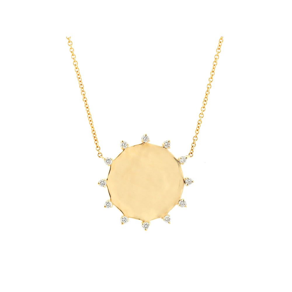 14k Yellow Gold Adjustable Diamond Sun Necklace by Rachel Reid