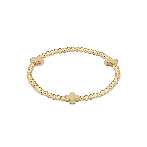 enewton Gold Pattern Signature 3mm Cross Bead Bracelet in Gold