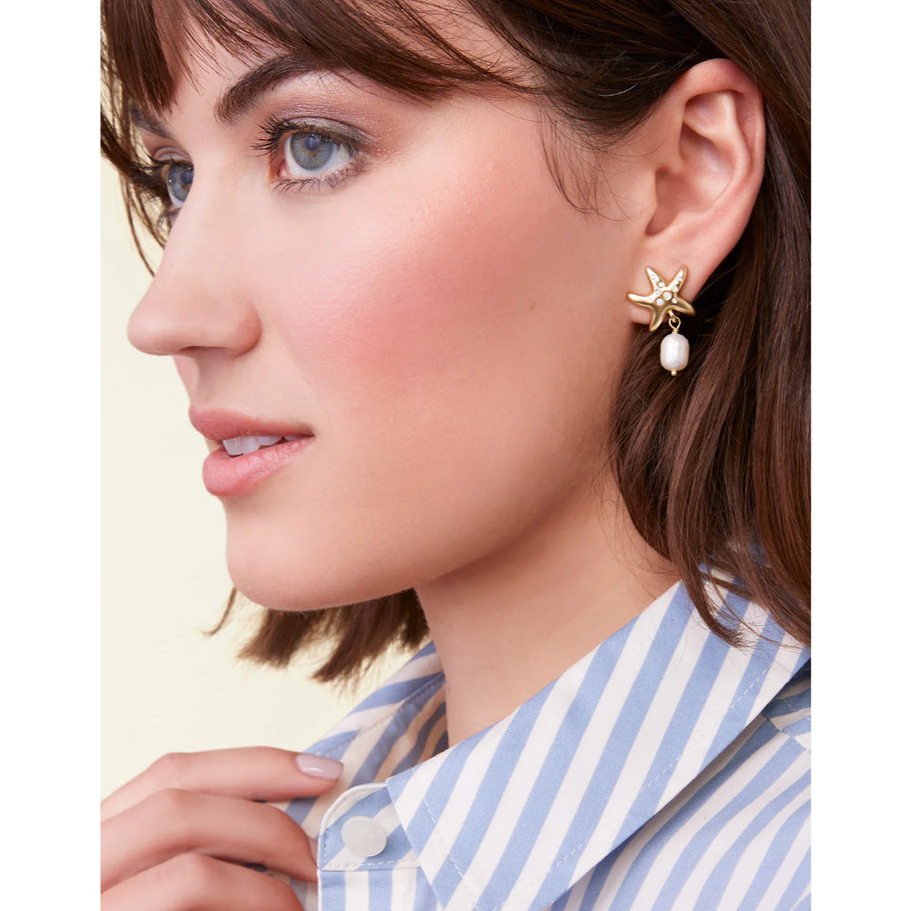 Stylish Spartina White Opal Starfish Pearl Dangling Earrings for Fashion Lovers