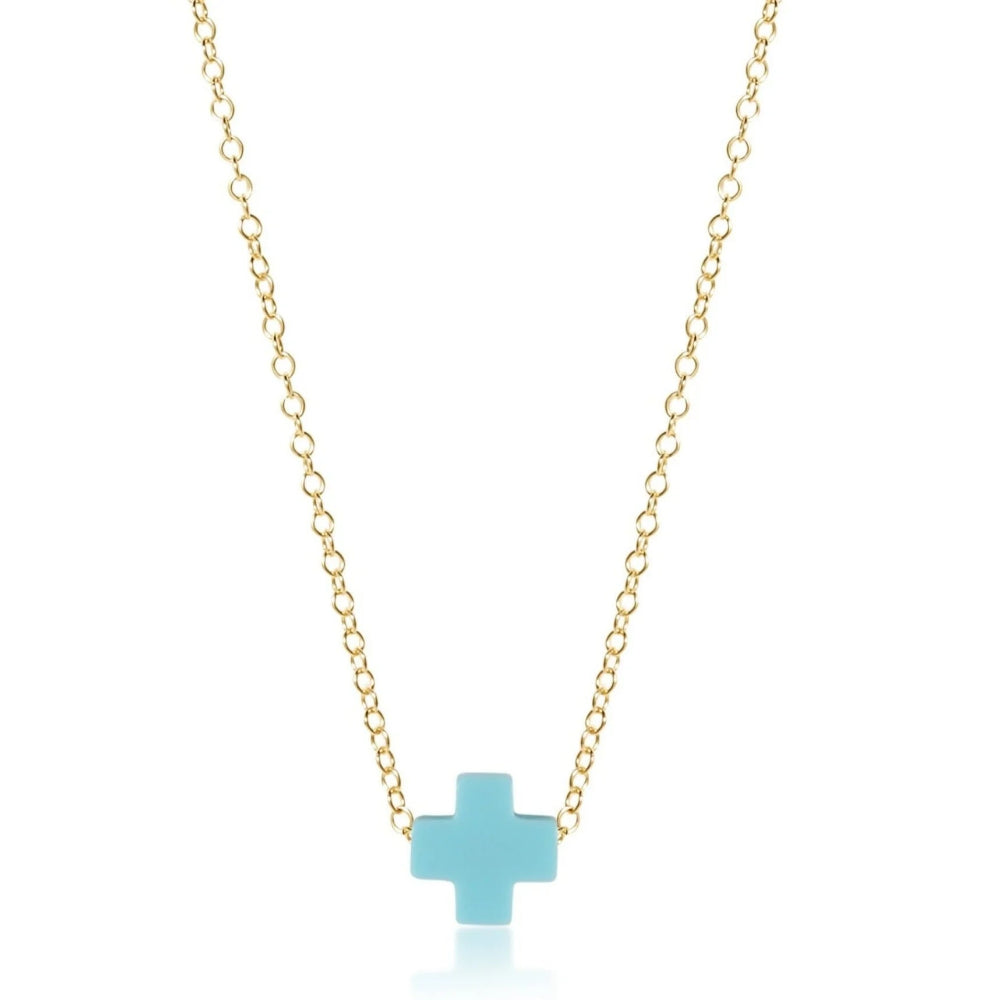 enewton 16-inch Gold Necklace with Signature Small Turquoise Cross Charm