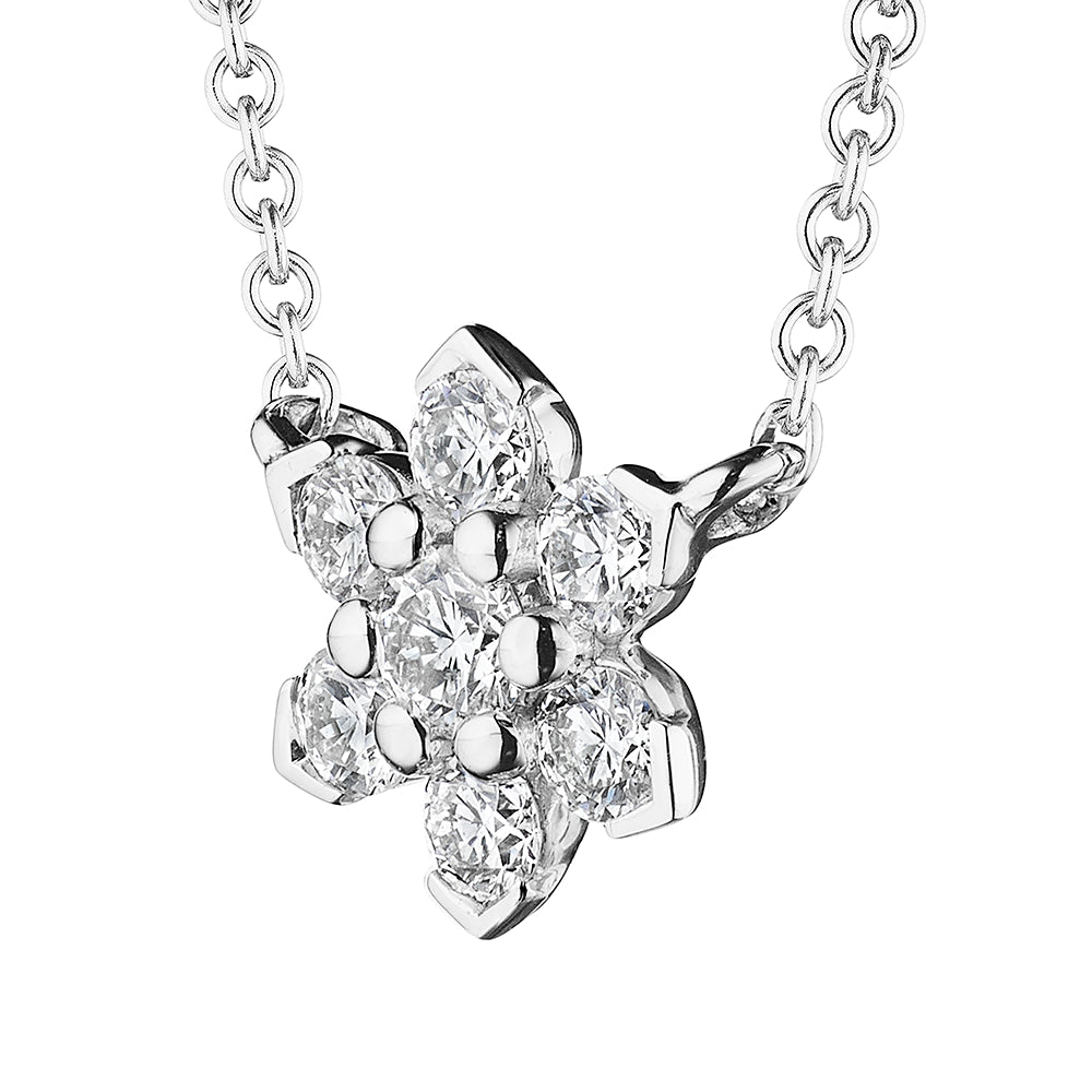 Verragio 18k White Gold Mini Star-Shaped Diamond Pendant Necklace for Elegant Wear