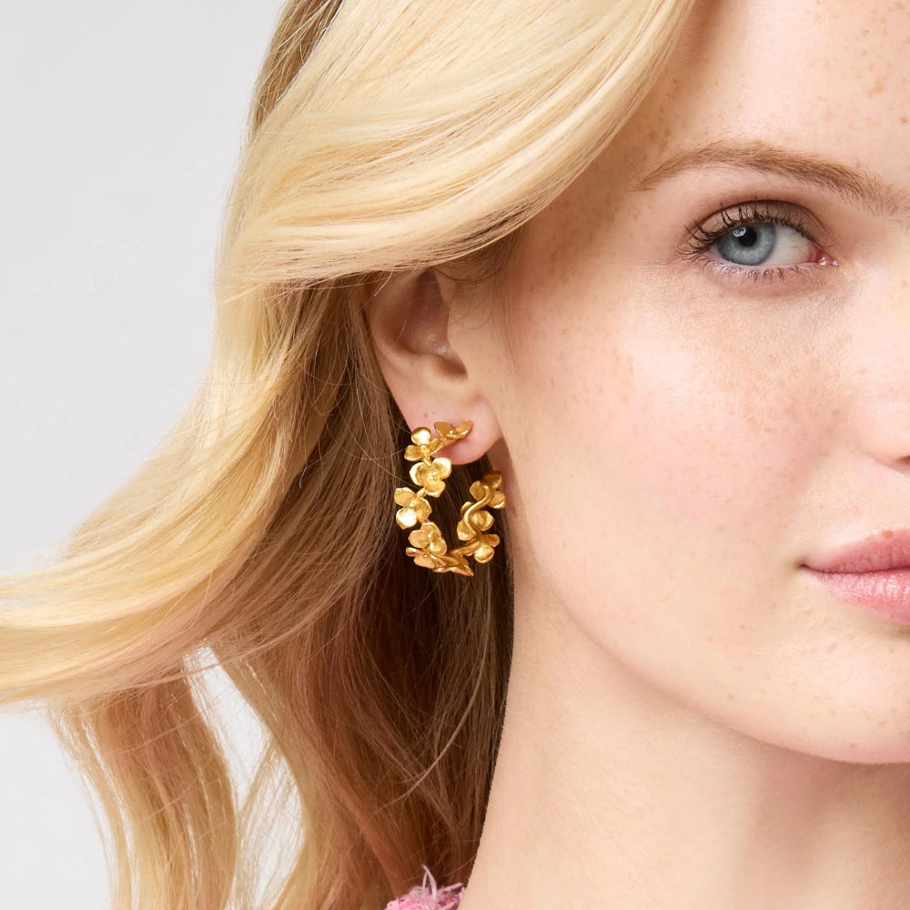 Julie Vos Golden Flower Bloom Hoop Earrings