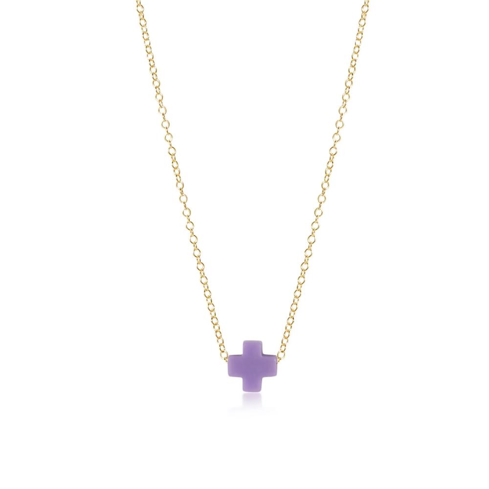 enewton 16-inch Gold Necklace with Signature Small Purple Cross Charm