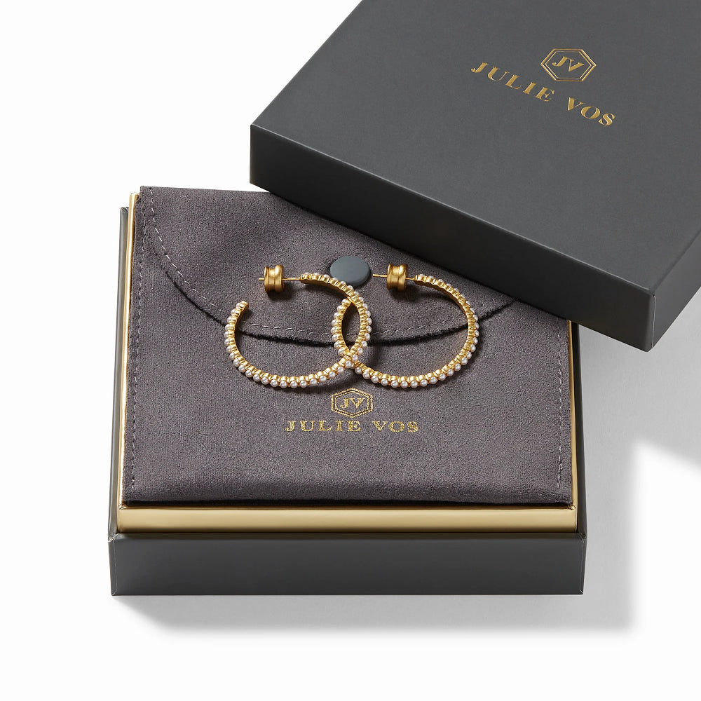Julie Vos Juliet Pearl - Embellished Gold - Plated Hoop Earrings