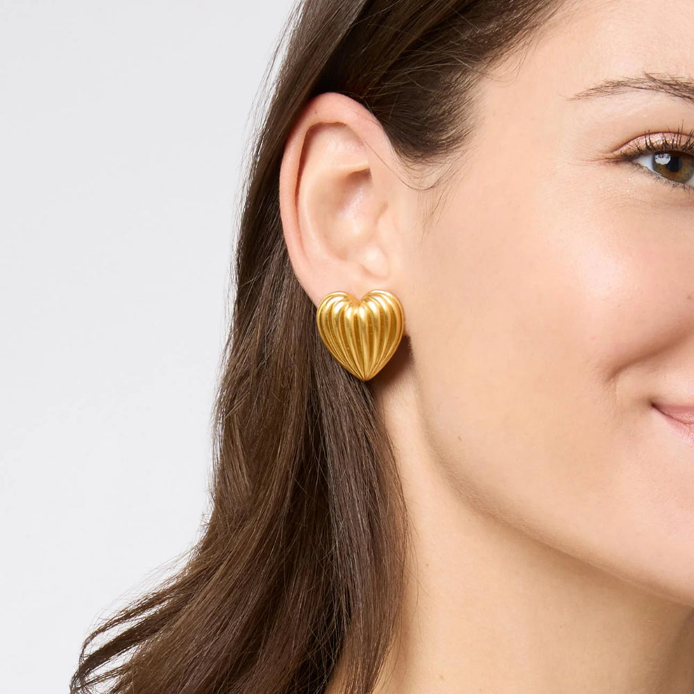 Julie Vos 24K Gold Plated Puffy Heart Stud Earrings for a Statement Look