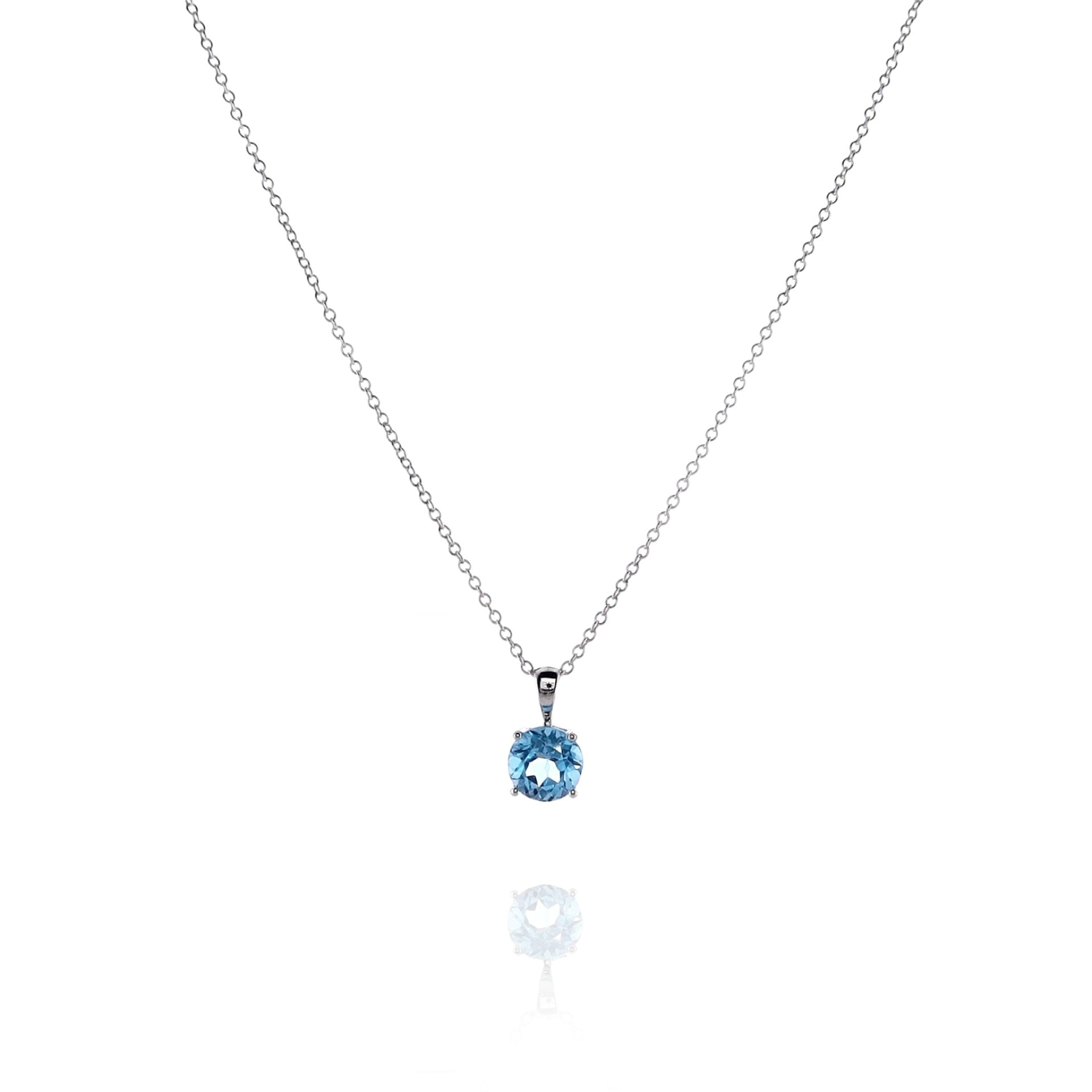 14k Gold Swiss Blue Topaz Pendant Necklace by Smyth Jewelers