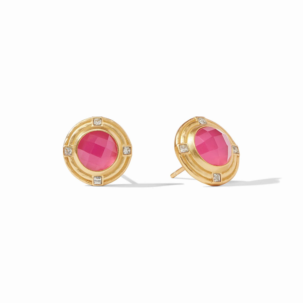 Julie Vos Astor Rose Cut Stone Studs in 24k Gold Plate