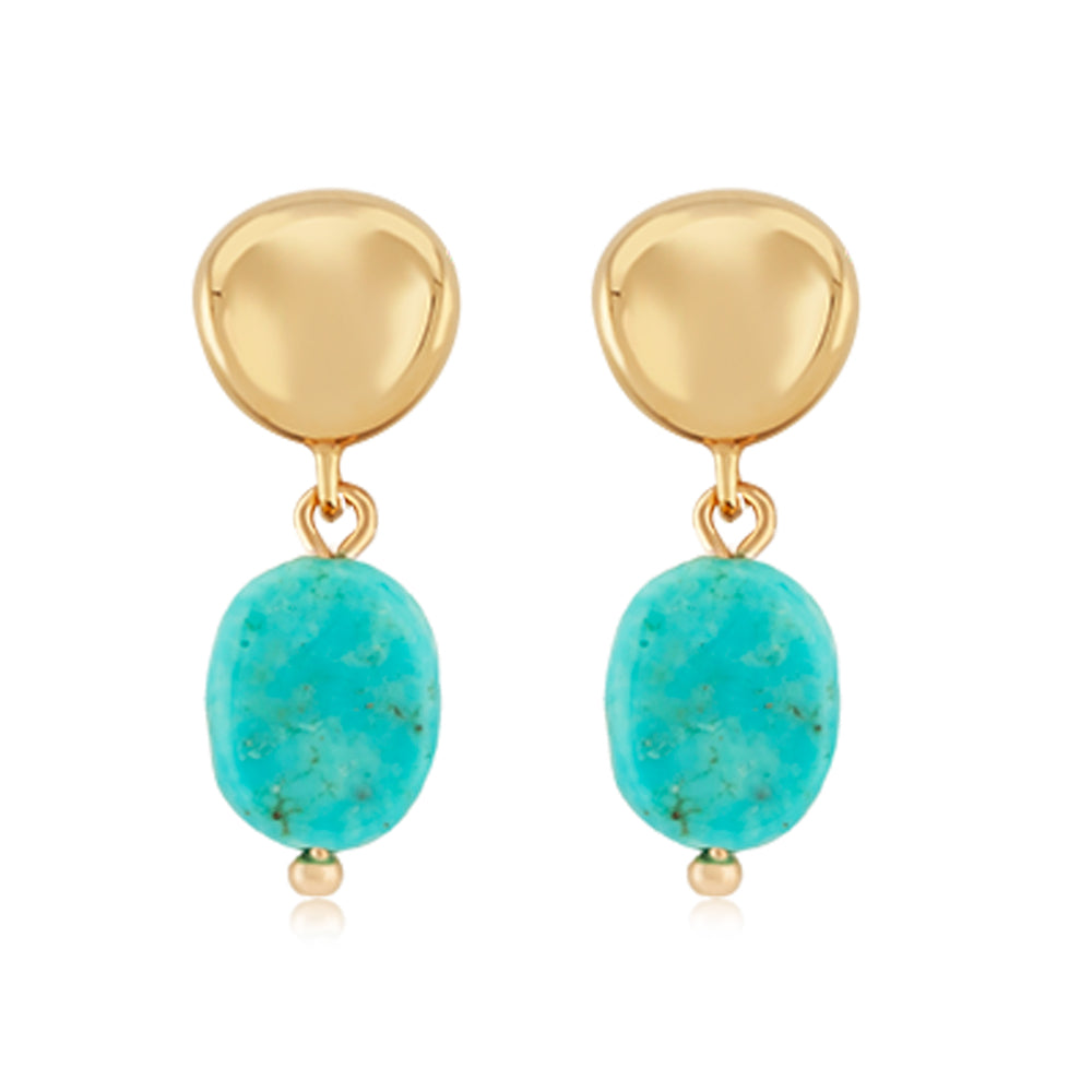 Gorgeous 14k Gold Turquoise Drop Style Earrings for Women