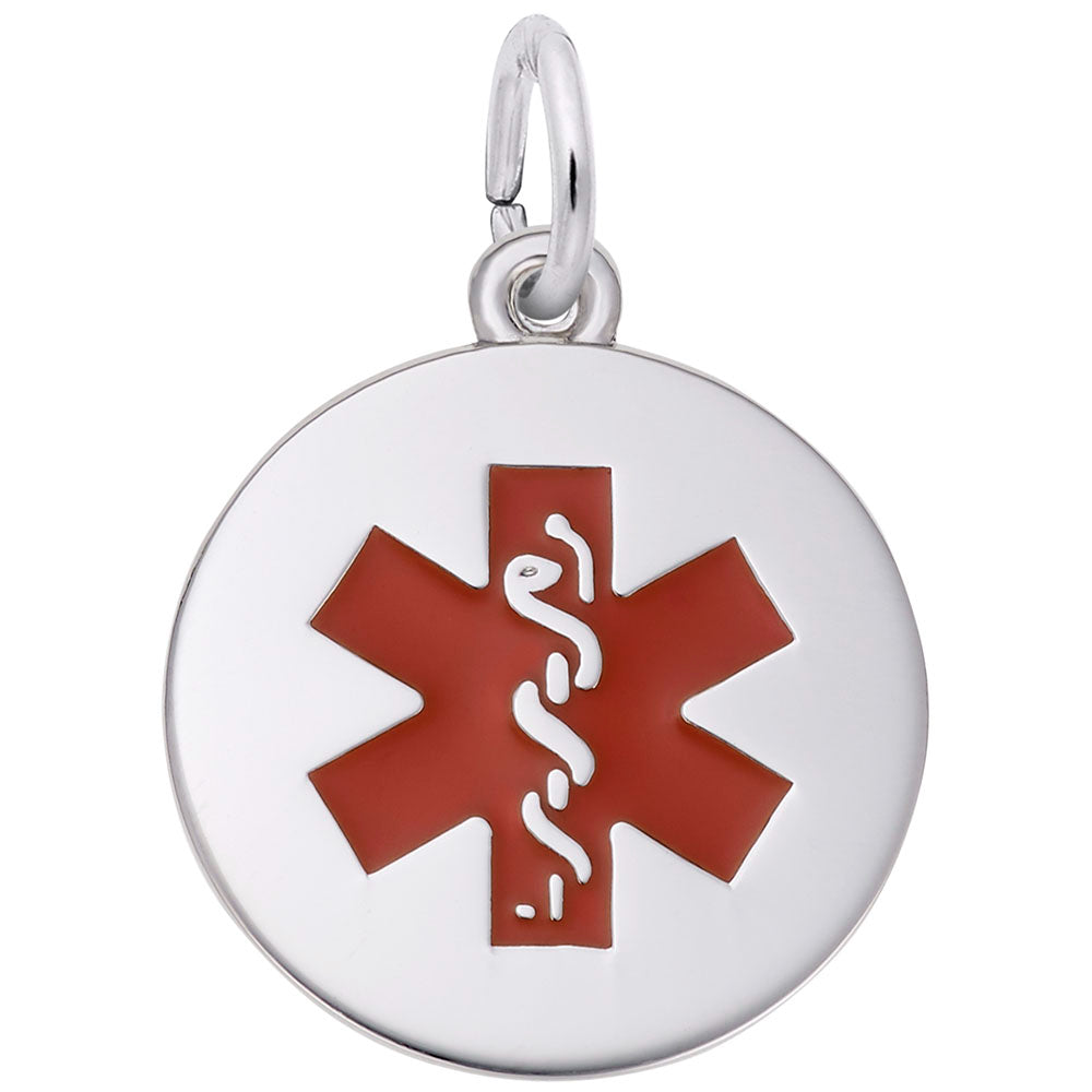 Red-colored Medical Symbol Disc Charm for Medical Conditions