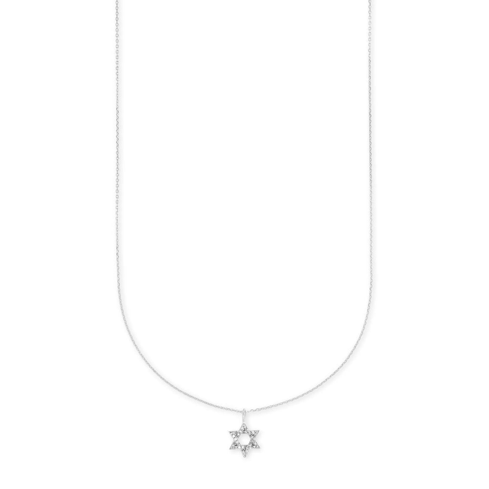 Kendra Scott 14k Gold Star of David Pendant Necklace Adorned with White Diamonds, Ideal for Daily Wear