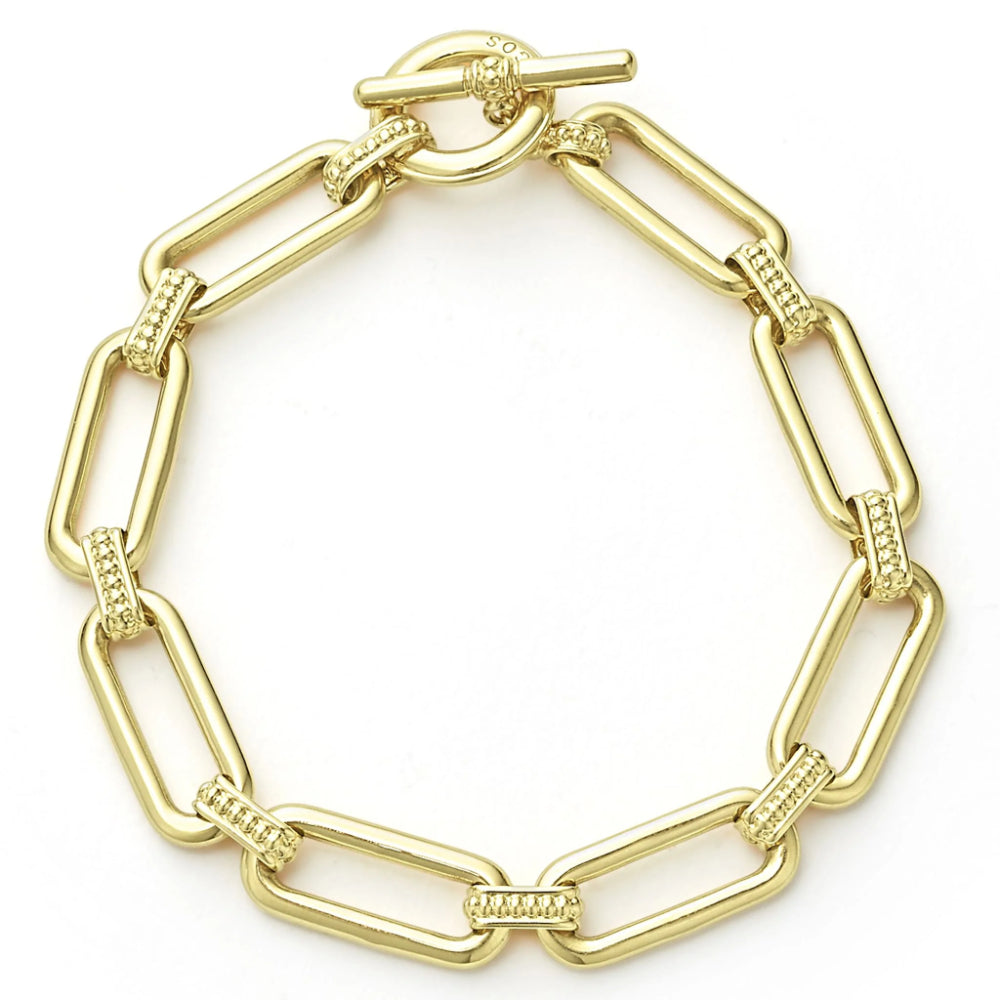 Exquisite 18k Gold Lagos Signature Caviar Link Bracelet