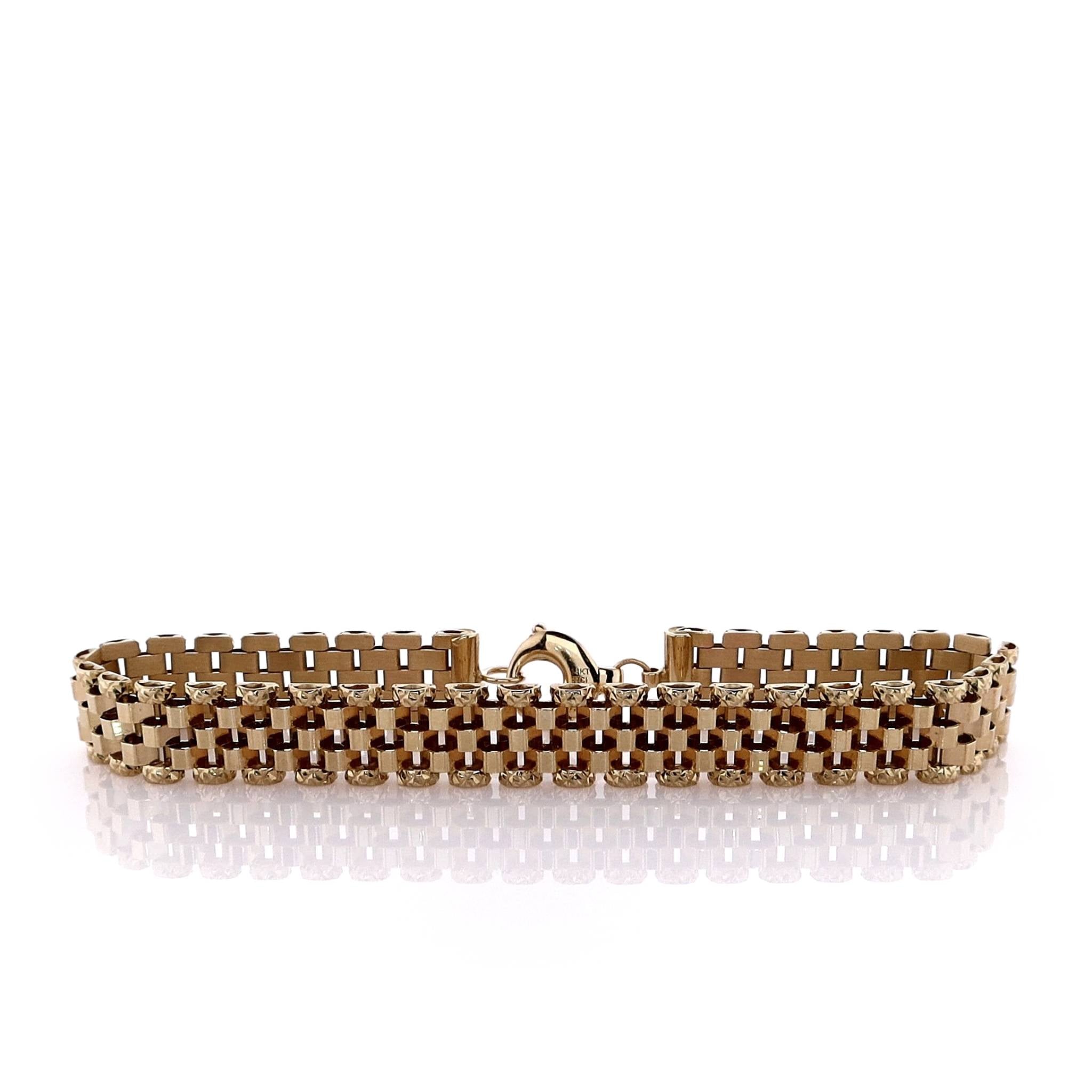14k Yellow Gold Luxury Faceted Panther Link Chain Bracelet for Stylish Accessories