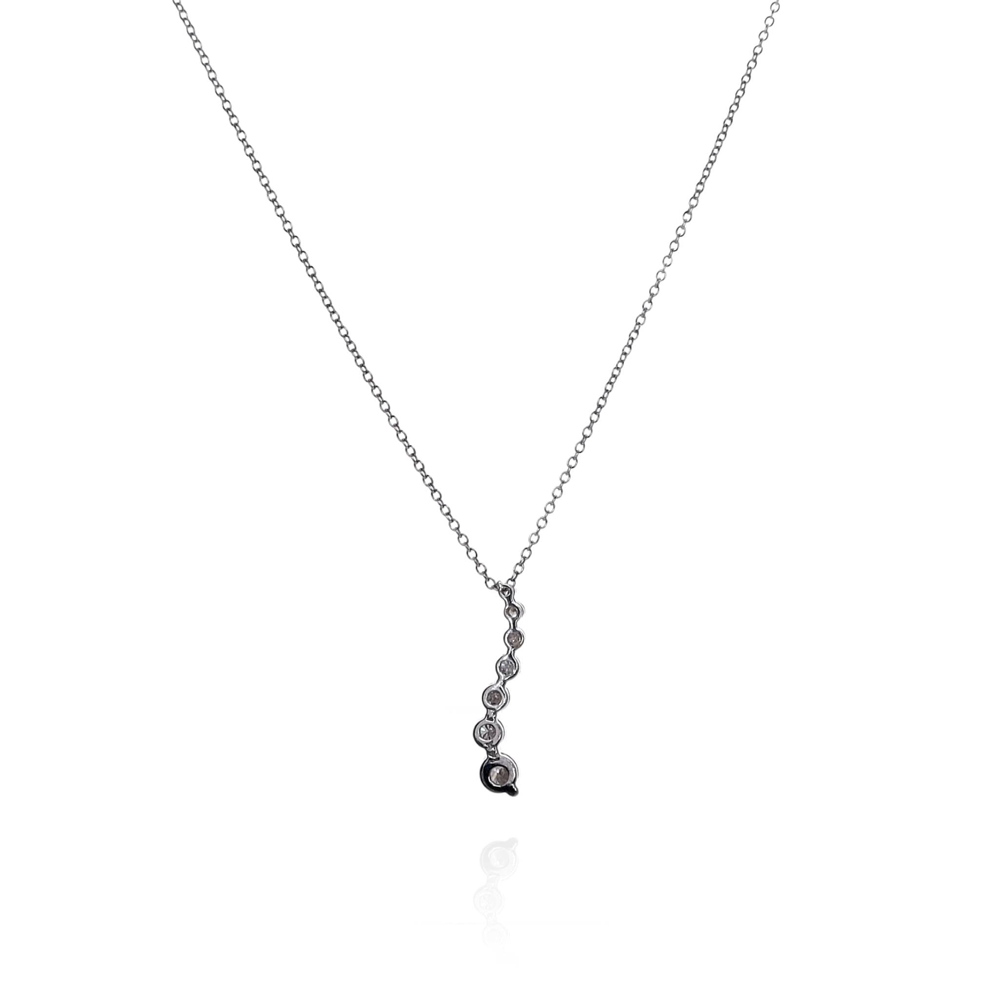 Exquisite 14k White Gold Adjustable 16 to 18 Inches S Shape Diamond Journey Pendant for Necklace Lovers