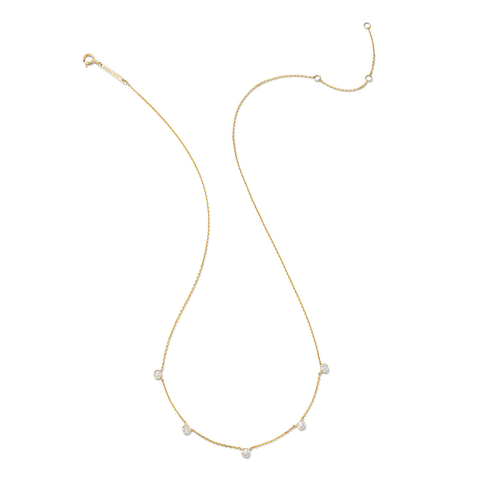 Kendra Scott Audrey 14k Gold Strand Necklace Adorned with White Diamonds, a Stunning Jewelry Piece