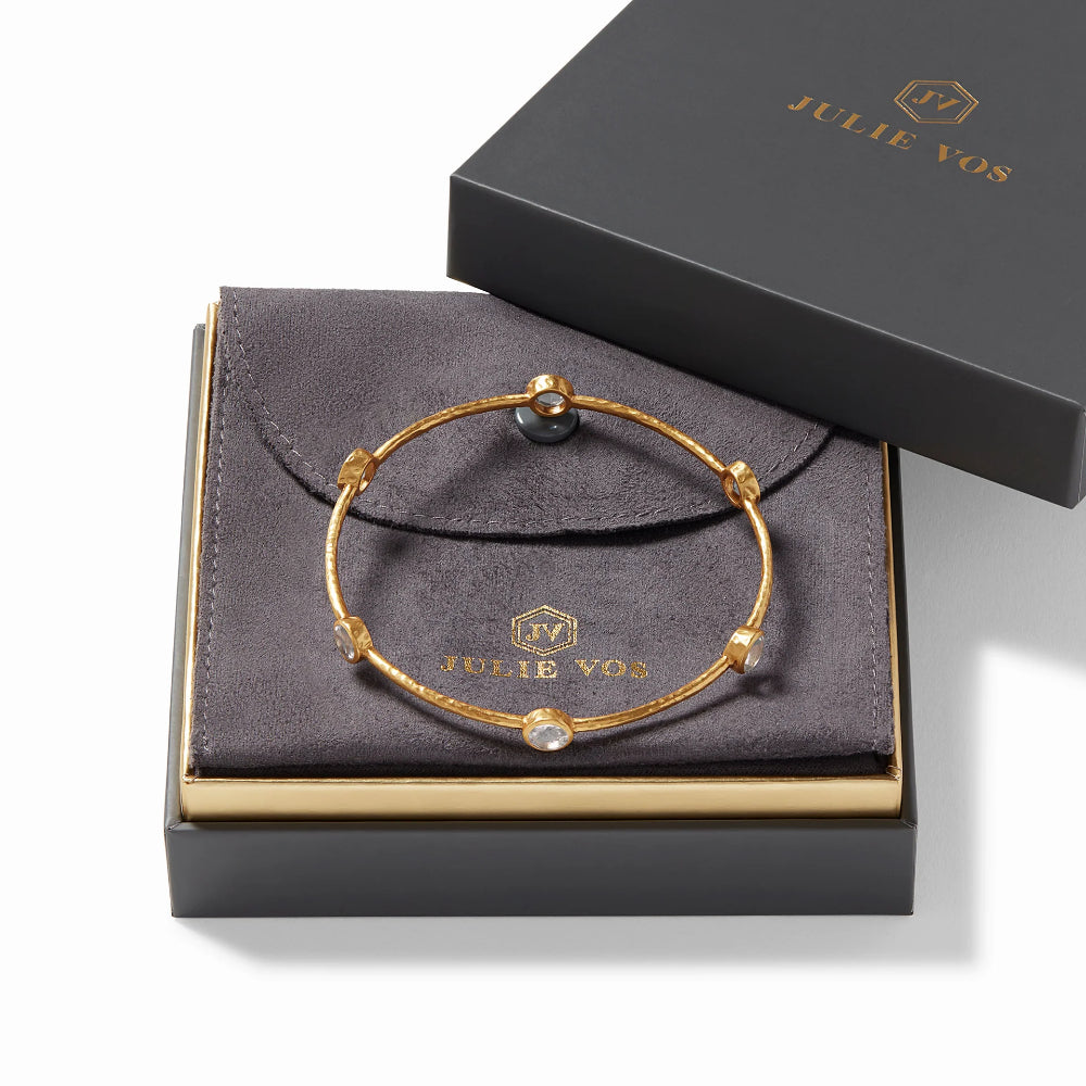 Julie Vos Milano Style Gold-Plated Bangle Jewelry with Gemstones