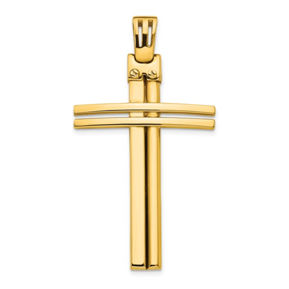 Exquisite 14k Yellow Gold Polished Christian Cross Pendant for Fashionable Faith Expression