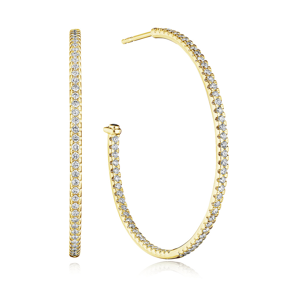 Verragio 18k Gold Luxury Whimsy-Style Diamond Hoop Earrings with a Diameter of 40mm