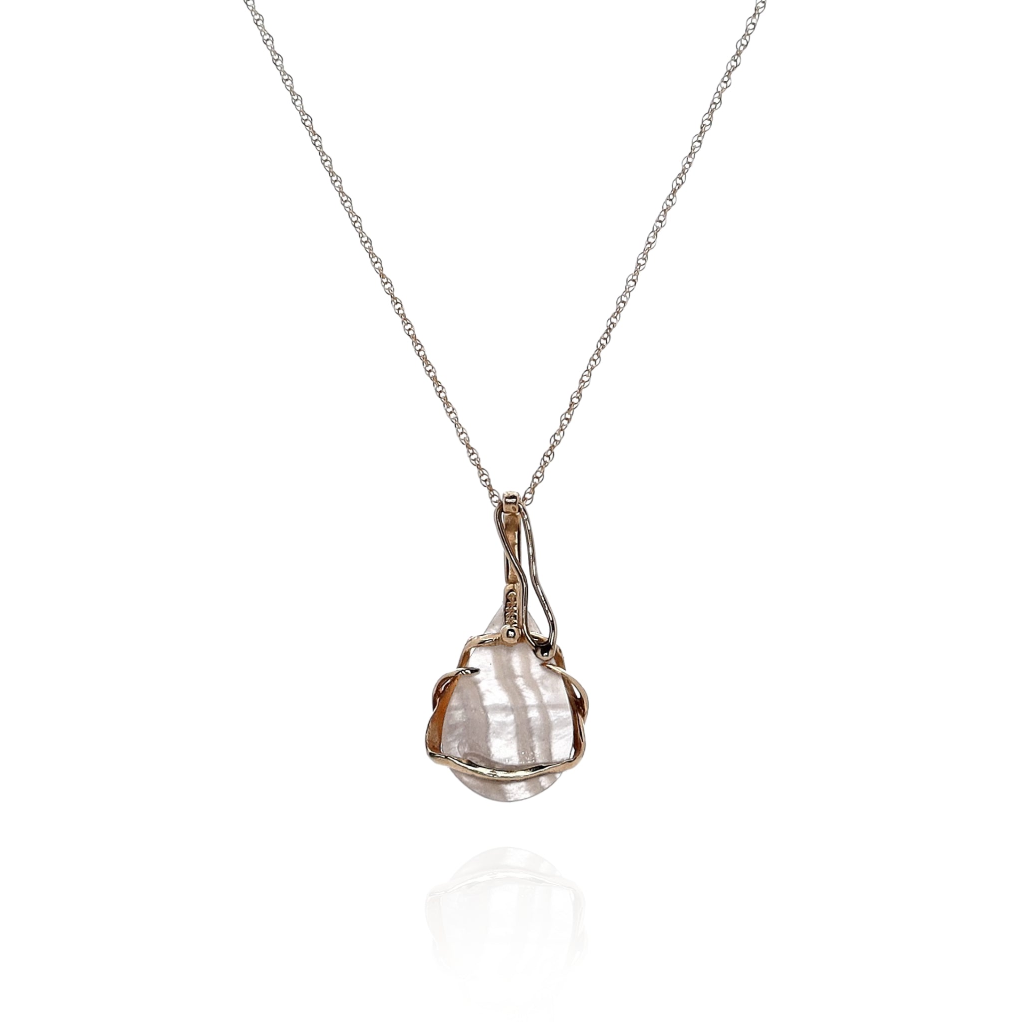 14k Yellow Gold Estate Tear Drop Mabe Pearl and Diamond Enhancer Pendant without Chain