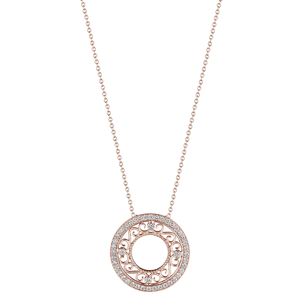 Verragio 18k Gold Diamond Filigree Adjustable Circle Pendant