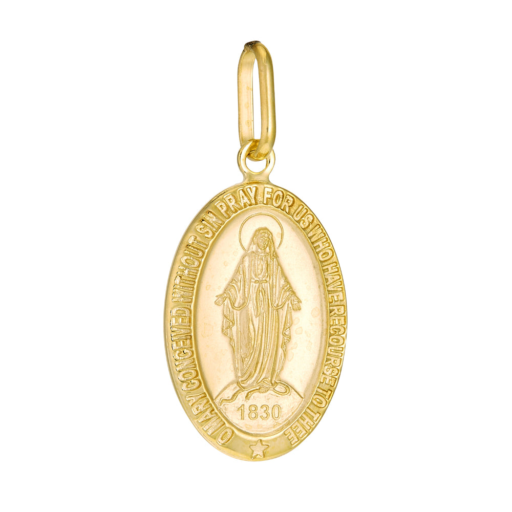 22mm Oval 14k Gold Miraculous Medal for Devotion