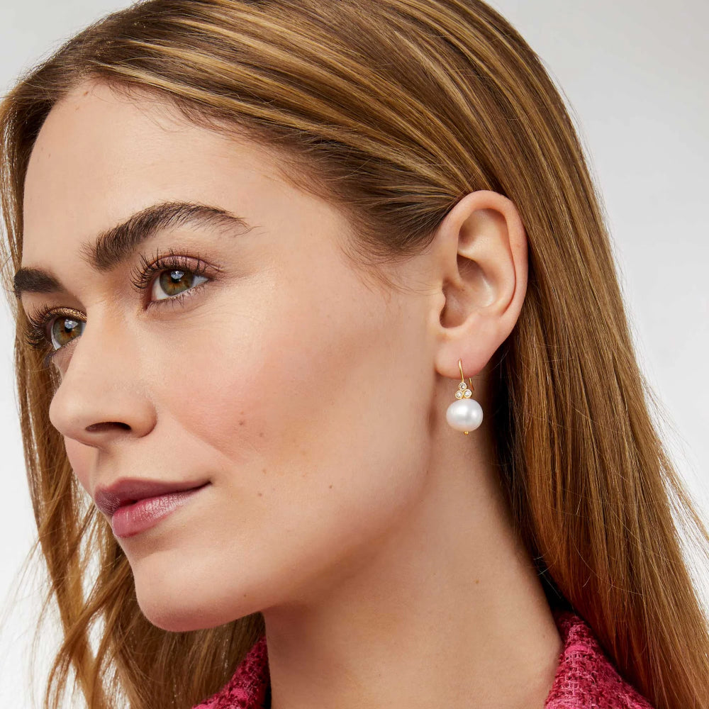 Julie Vos Elegant Tudor-Style Freshwater Pearl and CZ Earrings