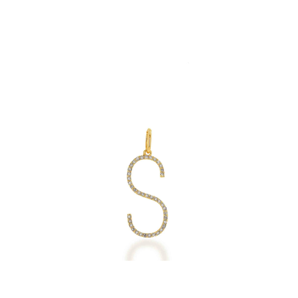 14k Gold Oversized Personalized Diamond Initial Letter Charm