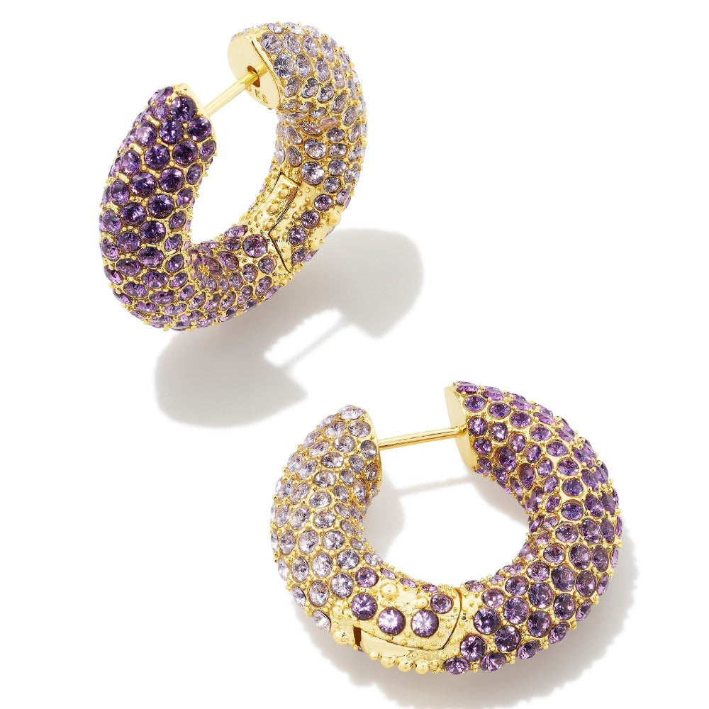 Kendra Scott Stunning Gold Mikki Pave Hoop Earrings for Women