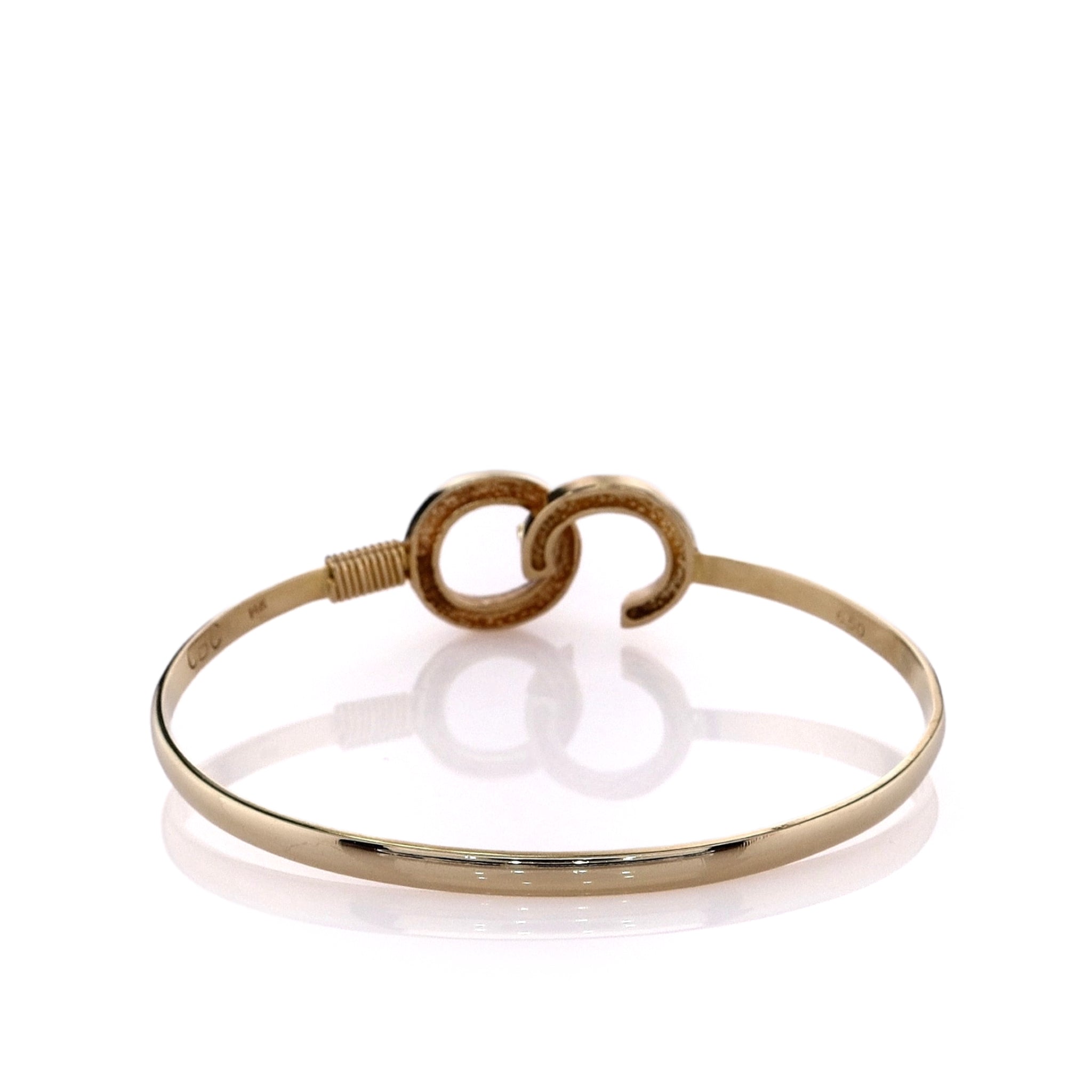 14k Yellow Gold Elegant Interlocking Double Circle Bangle Bracelet