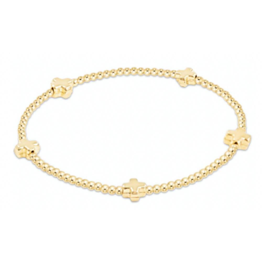 enewton Gold 2mm Bead Signature Cross Small Egirl Style 5.5-Inch Gold Pattern Bracelet