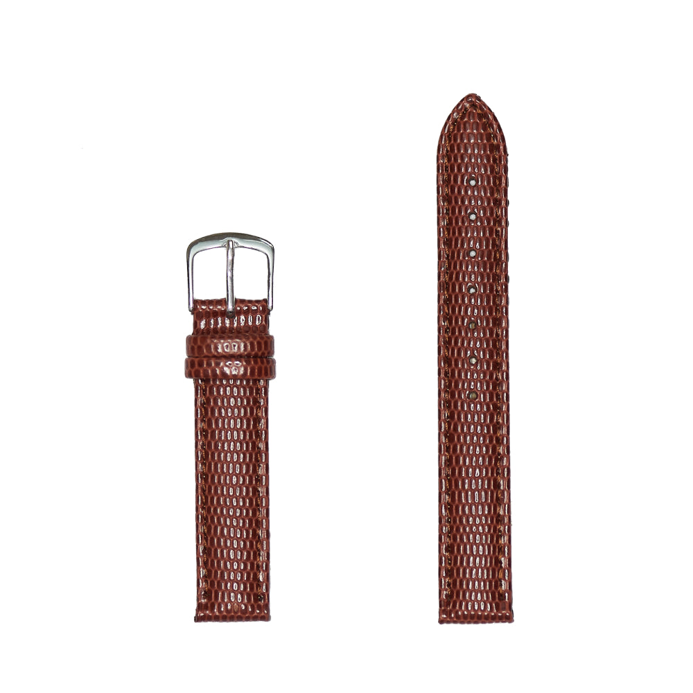 Women's Authentic Lizard Grain Brown Leather Watch Strap for Wristwatches