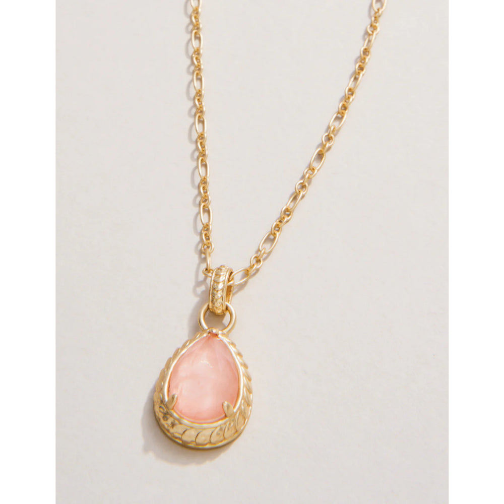 18kt Matte Gold Plated Peach Glass Teardrop Karina Necklace
