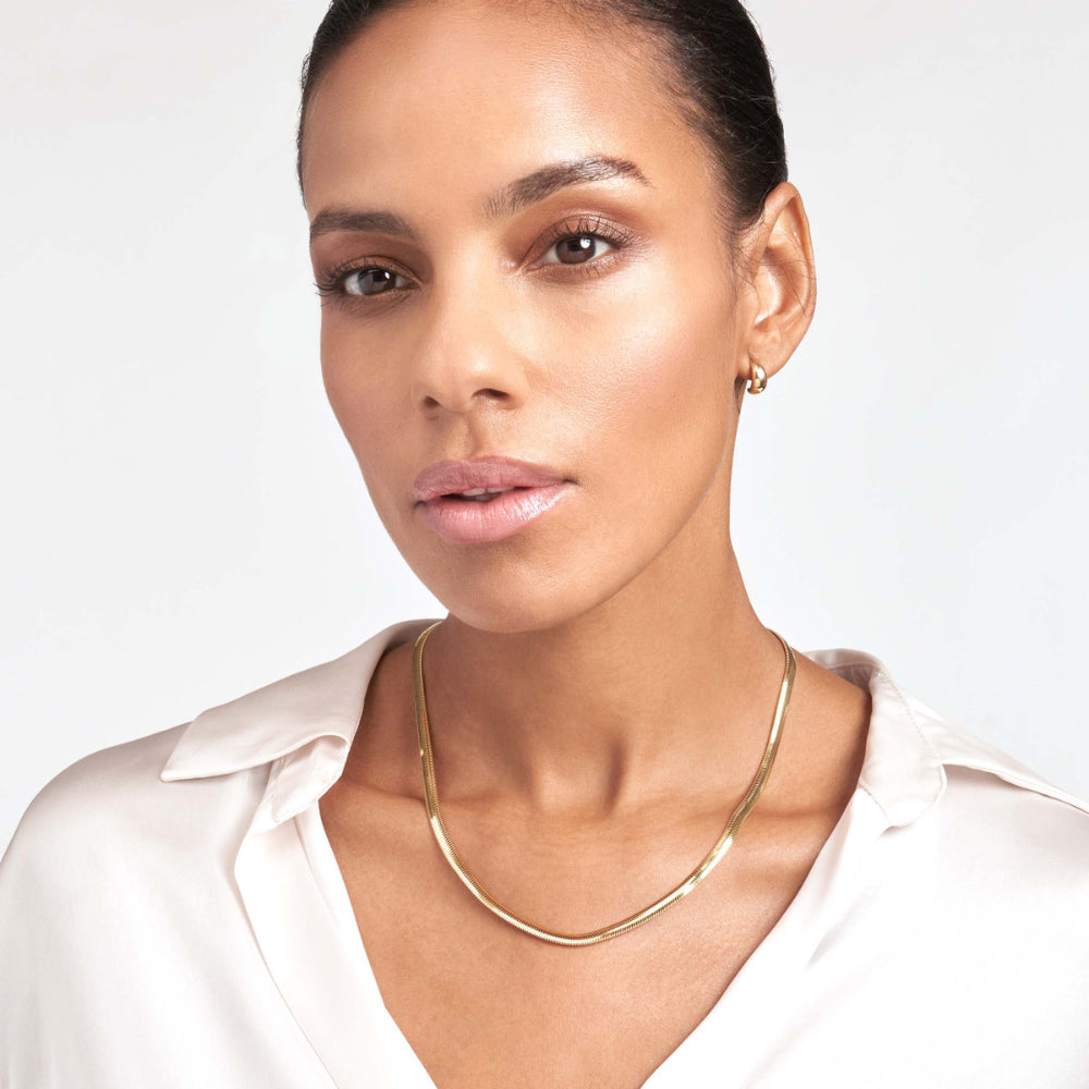 14k 4.2mm Hollow Oval Design Snake Chain for a Modern Look