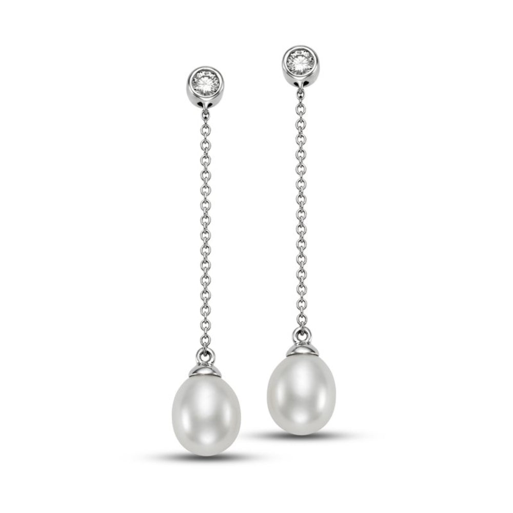 Gorgeous 14k Gold Plated Freshwater Pearl Chain Drop Style Earrings for Women