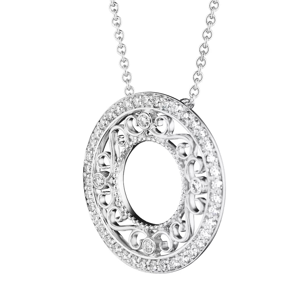 Verragio 18k Gold Diamond Filigree Adjustable Circle Pendant