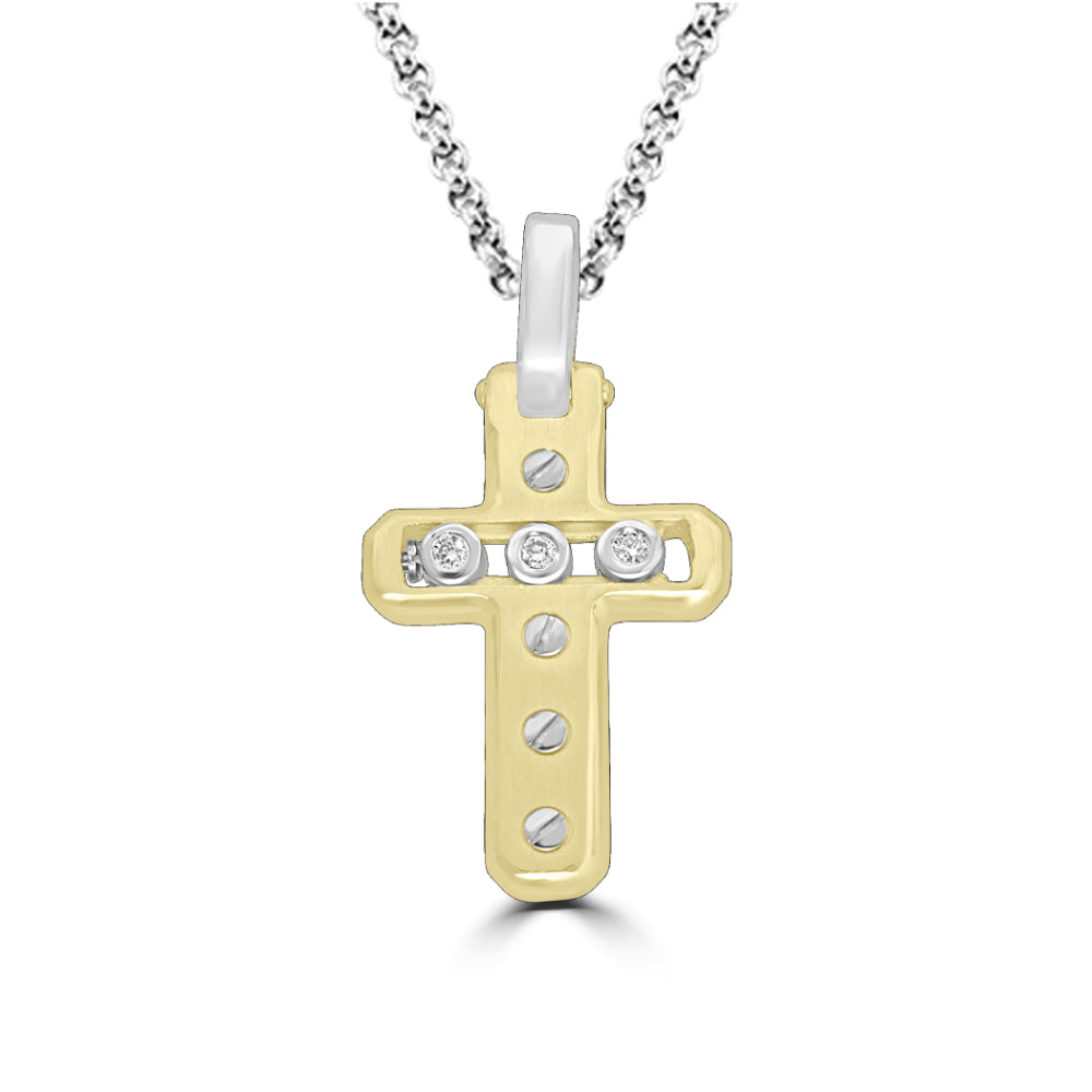 14k Two - Tone Gold Diamond Cross Pendant for Jewelry Lovers
