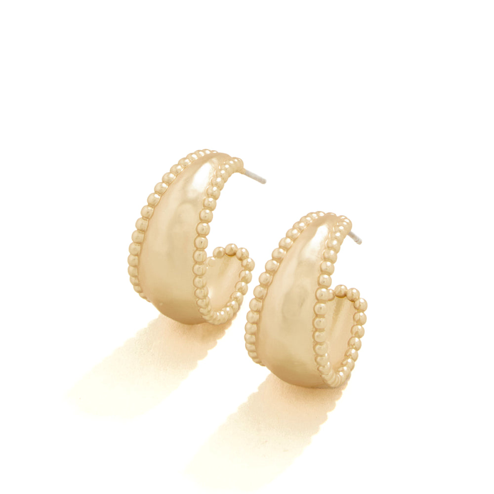 Gorgeous 18kt Gold-Plated Spartina Milly Hoop Earrings with Studded Edges