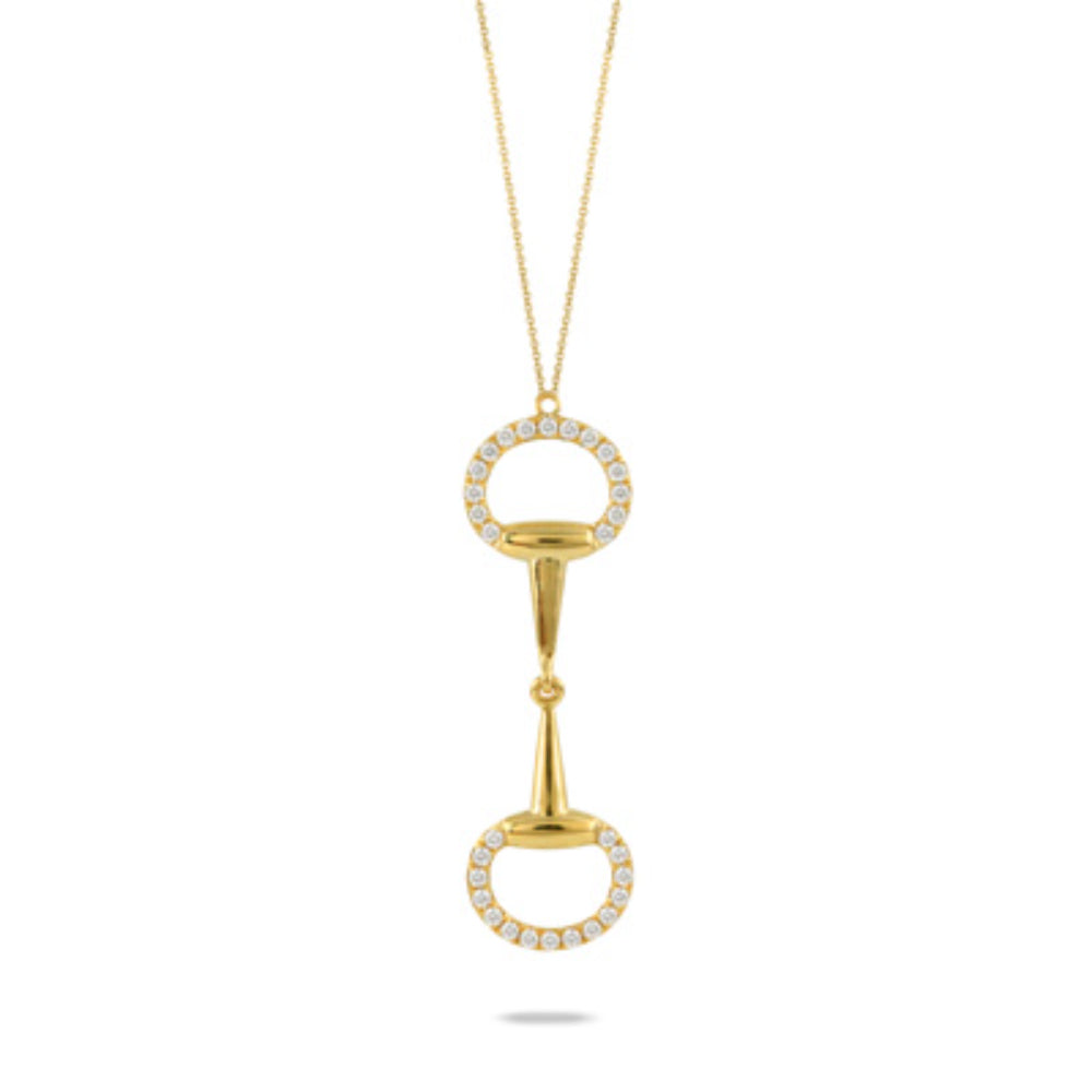 Gorgeous 18k Yellow Gold Equestrian Necklace with 30 GVS Diamonds (0.37ct)