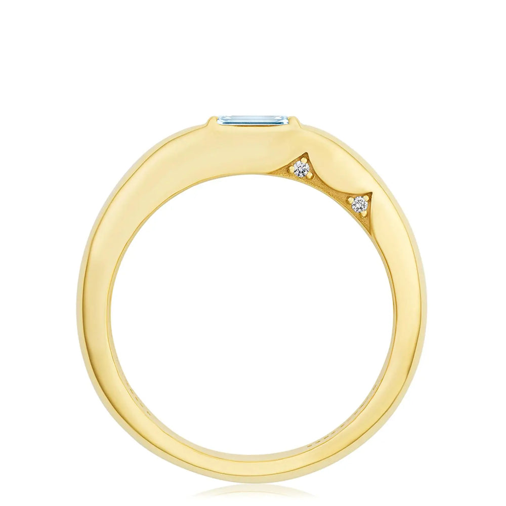Exquisite Tacori Allure 18k Gold Domed Ring Featuring Sky Blue Topaz Gemstone