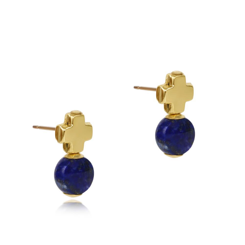 Enewton Signature Lapis 14k Gold - Filled Cross Stud Earrings