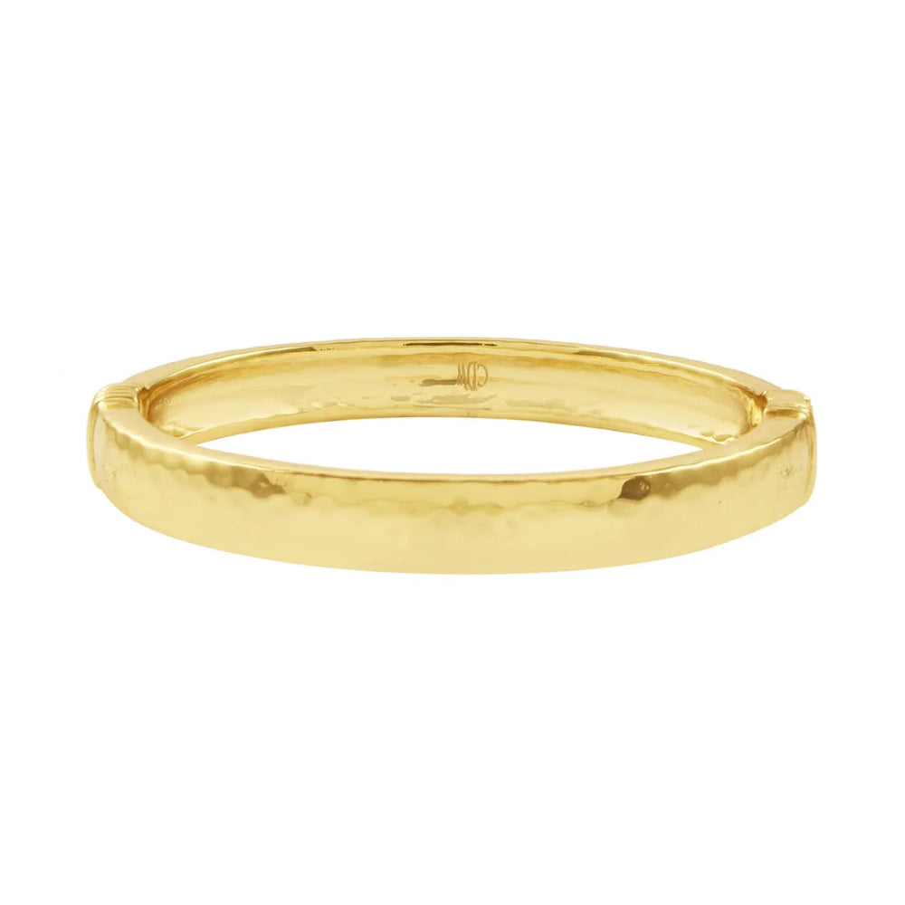 Capucine De Wulf Cleopatra Inspired Oval Hinged Gold Plated Brass Bangle Jewelry