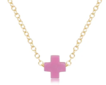 Enewton 14kt Gold-Filled Small Signature Cross Necklace - Bright Pink for E-Girls