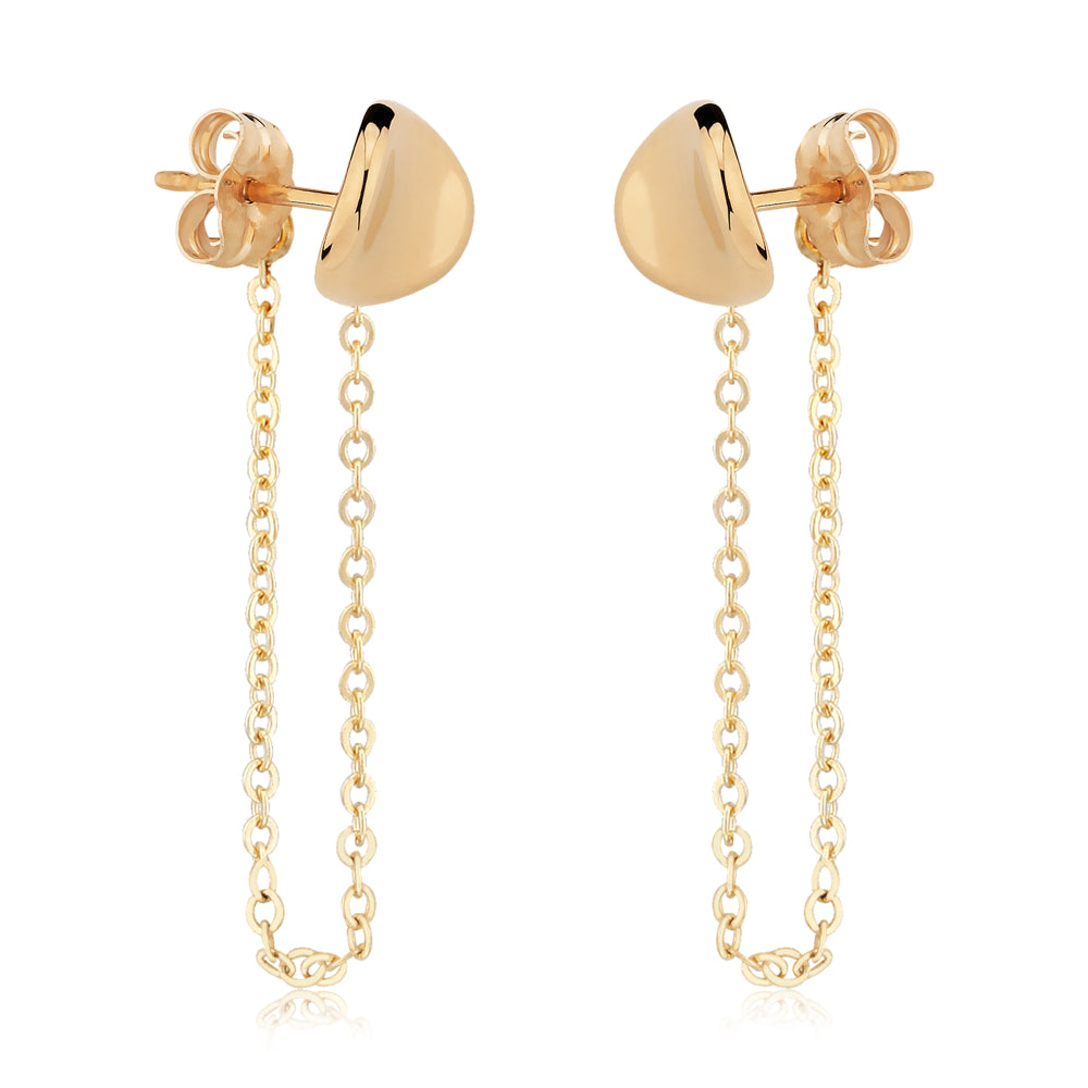 14k Gold Plated Disk and Chain Drop Style Earrings - A Fashionable Jewelry Accessory