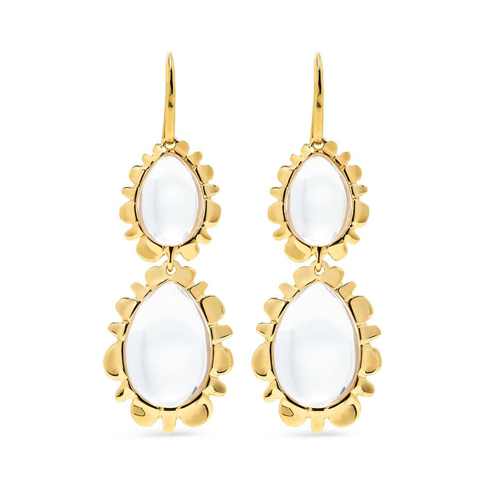 Capucine de Wulf Bliss Striking Double - Drop Clear Quartz and Blue Labradorite Earrings