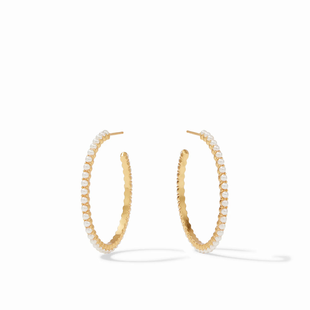 Julie Vos Juliet Pearl - Embellished Gold - Plated Hoop Earrings