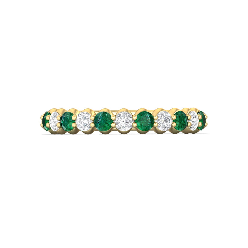 14k Yellow Gold Martin Flyer Diamond and Emerald Half Eternity Band Jewelry